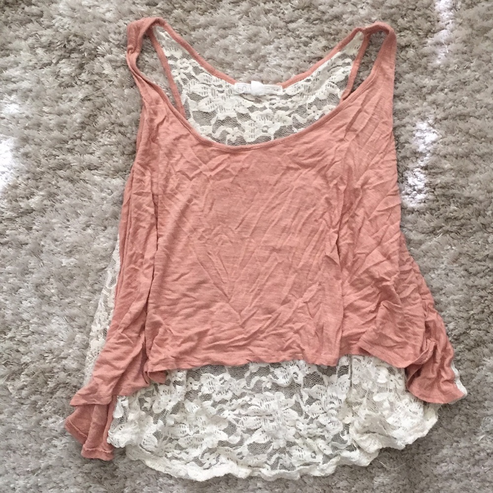 Peach lace back tank